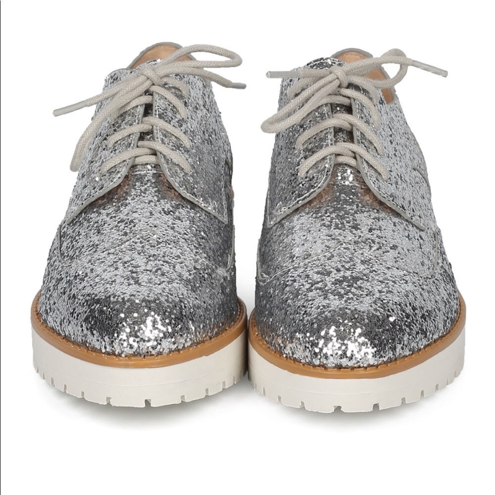 NIB Silver Glitter Platform Oxfords Sz 7 - Picture 2 of 2